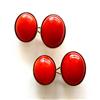 Image 1 : 14Kt Gold and Red Coral Cufflinks #2348078