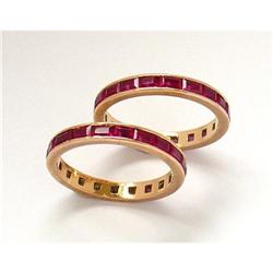 1940s Pair of 14Kt Pink Gold Ruby Bands #2348117