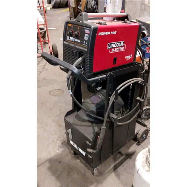 LINCOLN 180 DUAL POWER MIG WELDER, W/ WELDING CART, MINI METAL MAN