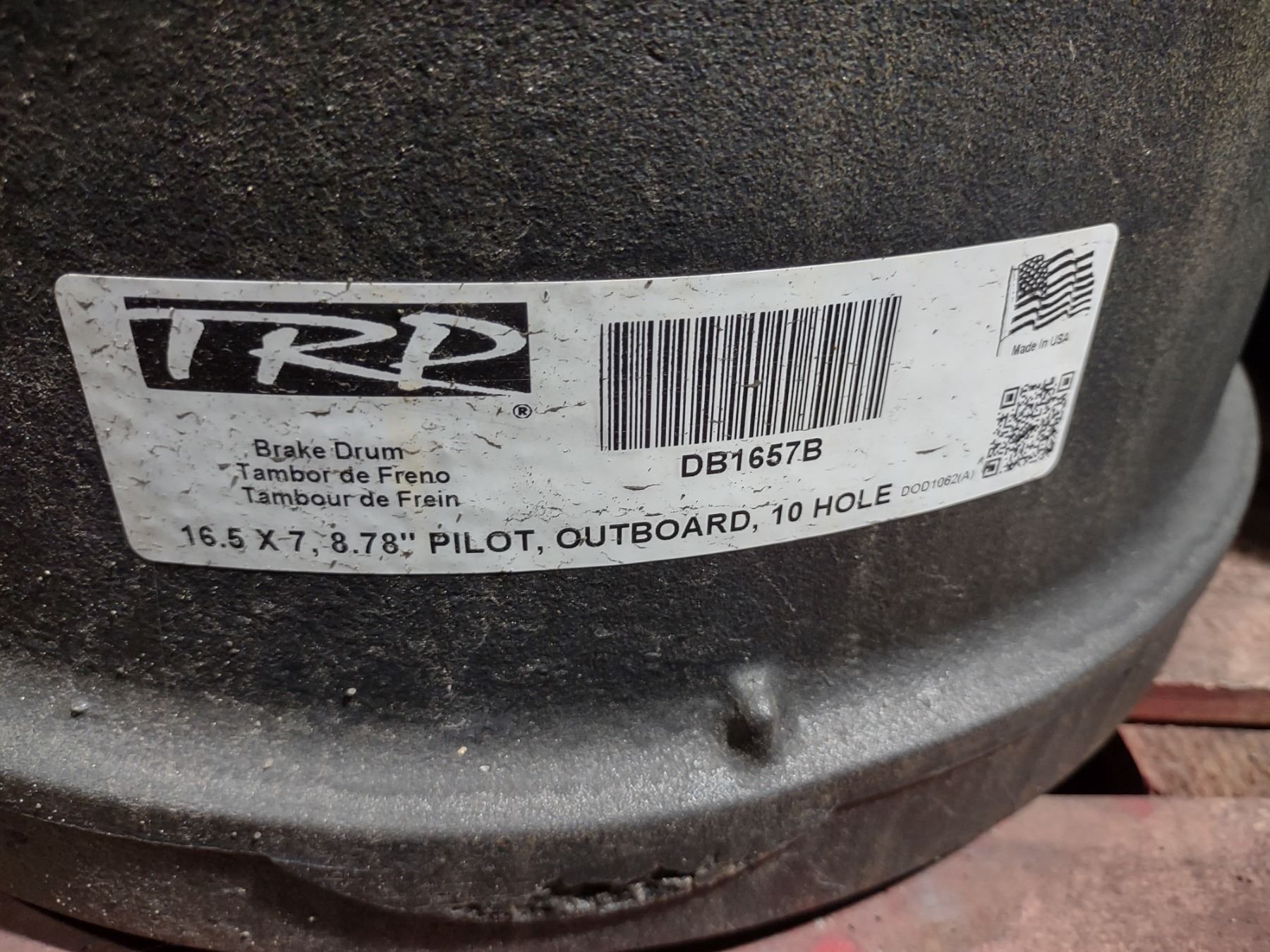 PILOT OUTBOARD 10 HOLE BRAKE DRUMS 16.5" X 7", 8.78" DB1657B (LARGE X 4)