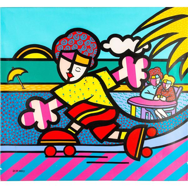 Valter Morais (Brazilian b. 1948) Acrylic on Canvas, Roller Skating