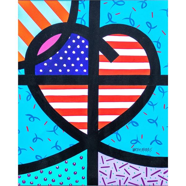 Valter Morais (Brazilian b. 1948) Acrylic on Canvas, God Bless America