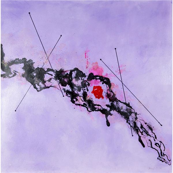 Mari C. Signed Mixed Media on Board, Lavender