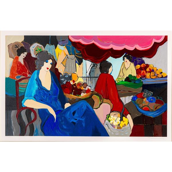 Itzchak Tarkay (Israeli 1935-2021) Serigraph, Women to Market II