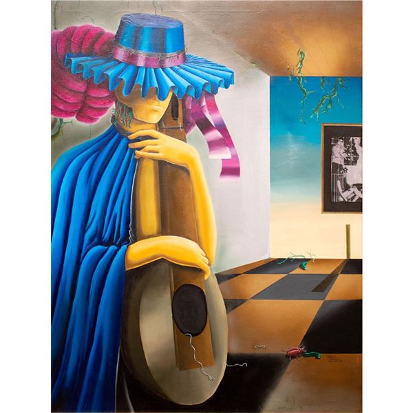 Jorge Olahve (Colombian b. 1947) Oil on Canvas, Musico