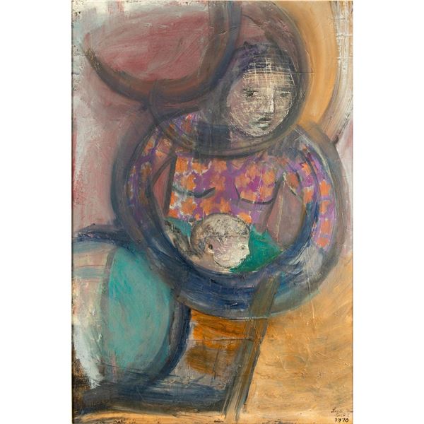 Linda Mia Turkel (Costa Rican 1896-1974) Oil on Canvas, The Family