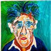 Image 2 : Sid Rheuban (American b. 1924) Acrylic on Canvas, Self-Portrait Sid in Blue and Green