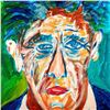Image 5 : Sid Rheuban (American b. 1924) Acrylic on Canvas, Self-Portrait Sid in Blue and Green