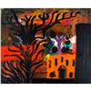 Image 1 : Sid Rheuban (American b. 1924), Acrylic on Canvas, Orange House and Black Trees
