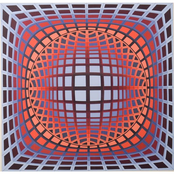 Victor Vasarely Optical Illusion Serigraph Print "Duran II"