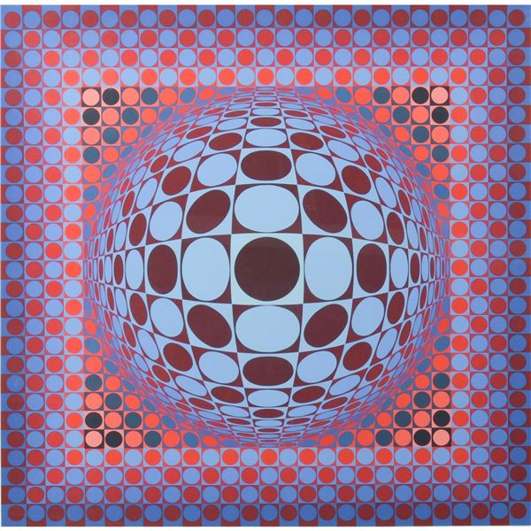 Victor Vasarely Optical Illusion Lithograph Print "Hang"