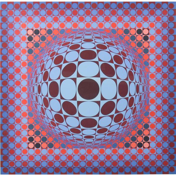 Victor Vasarely Optical Illusion Lithograph Print "Hang"