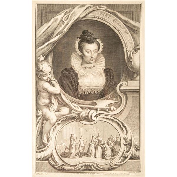 Houbraken Framed Portrait Engraving, Mary, Queen of Scots