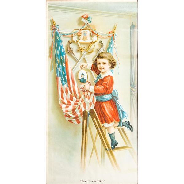 Vintage Lithograph Print, Decoration Day, Framed
