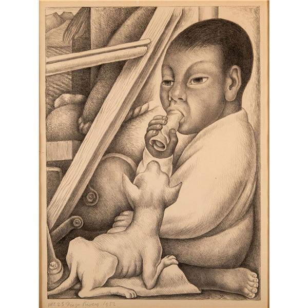 Diego Rivera (Mexican 1886-1957) Original signed & Lithograph, El Nino del Taco