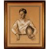 Image 2 : Ben Clements 1930s Mixed Media Drawing, Boy with Football