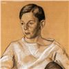 Image 5 : Ben Clements 1930s Mixed Media Drawing, Boy with Football