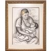 Image 2 : Raul Anguiano (Mexican 1915-2006) Charcoal on Paper, Maternidad