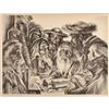 Image 1 : Virginia Dan (American 1922-2014) Lithograph, Reading of the Skroll