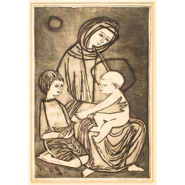 Barbara Neustadt (American 1922-1998) Aquatint Print, Madonna of the Thrust
