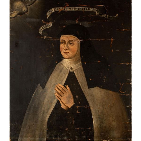 Unknown Artist, 16th c. Original Oil on Canvas, Santa Teresa De Avila