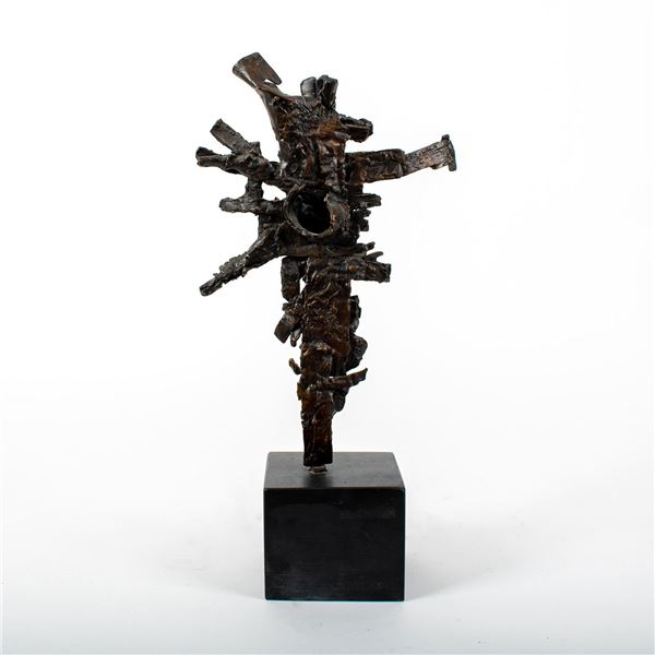 Mid-Century Abstract Bronze Sculpture On Base