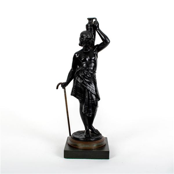 Circa 1880 Bronze Sculpture, Boy Carrying Water Jug