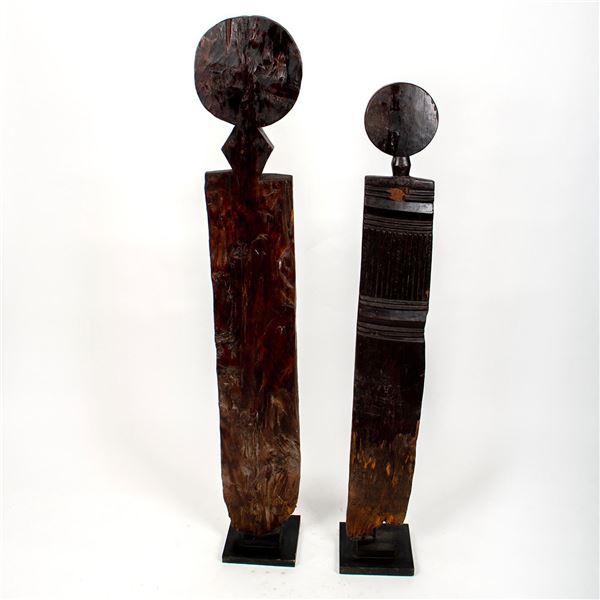 Pair of Unusual Tribal Ironwood Figural Sculptures