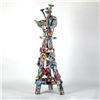 Image 1 : Large Contemporary Pottery Sculpture, Flower Bouquet With Stand