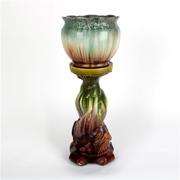 Majolica Jardiniere with Pedestal Stand