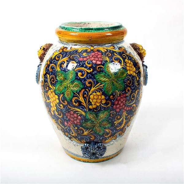Impressive Majolica Tuscan Style Orcio Urn