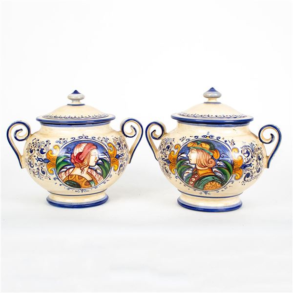 Pair of D. Ruta Italian Covered Footed Jars