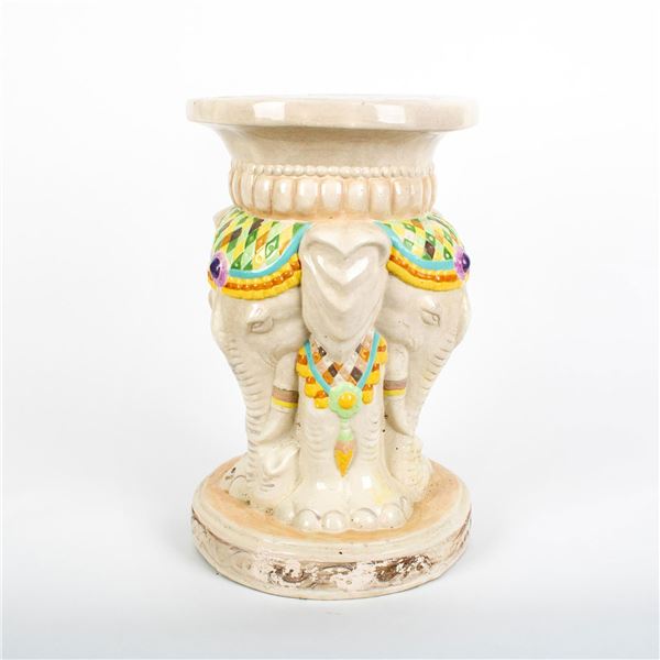Vintage Ceramic Figural Pedestal Stand, Elephants