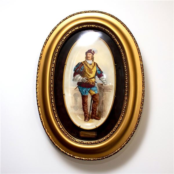 Elegant Circa 1875 Porcelain Framed Plaque, Guerriers D'apres Machart