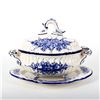 Image 1 : Blue and White Ceramic Soup Tureen, Ladle and Platter Plate