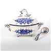 Image 4 : Blue and White Ceramic Soup Tureen, Ladle and Platter Plate
