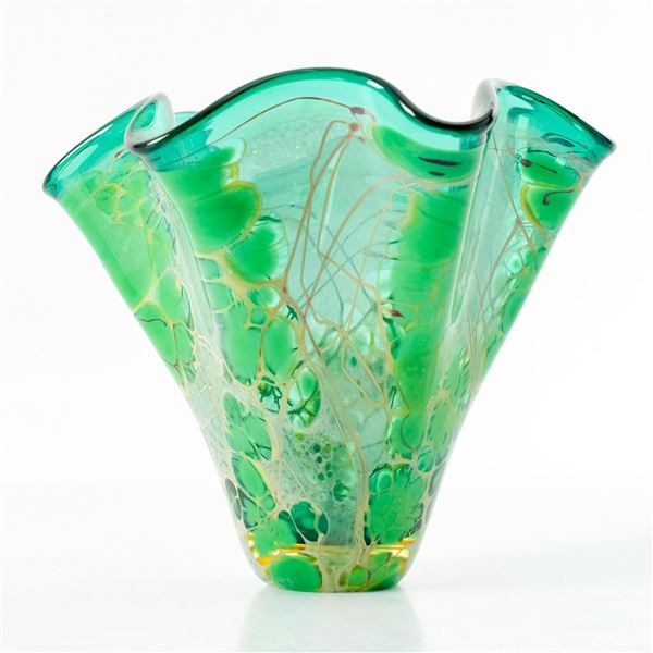 Vintage Paul Bendzunas Glass Handkerchief Vase