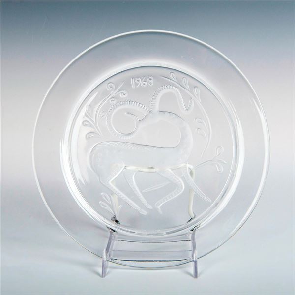 Lalique Crystal Plate, Gazelle Fantasy, 1968