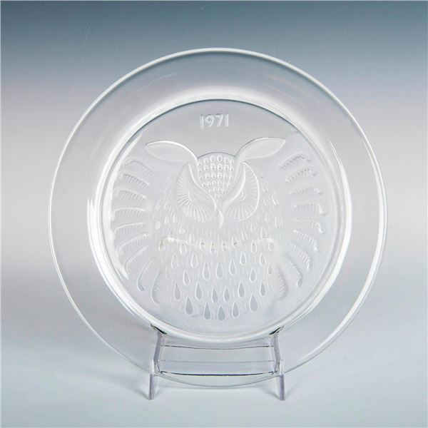 Lalique Crystal Plate, Hibou Owl, 1971