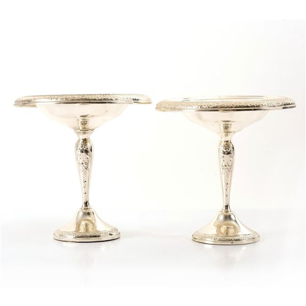 Pair Of Amston Sterling Reinforced Compote Bowls