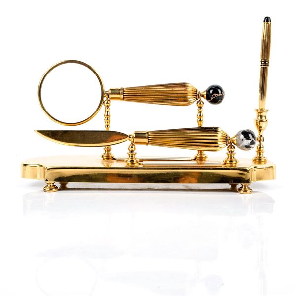 4pc Italian Gold Plated Desk Set