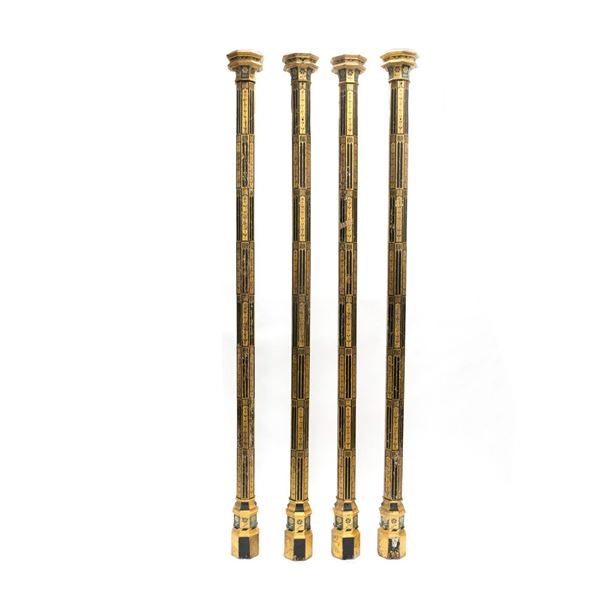 Set of 4 Circa 1870 Italian Octagonal Gilded Wooden Columns