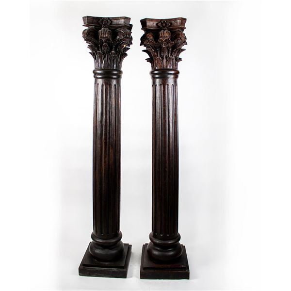 Antique Carved Wood Corinthian Columns