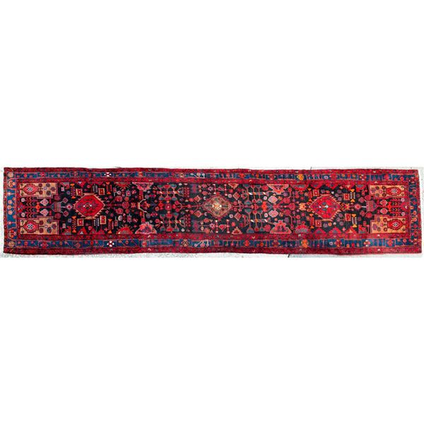 Vintage Nahavand Wool Cotton Runner Rug