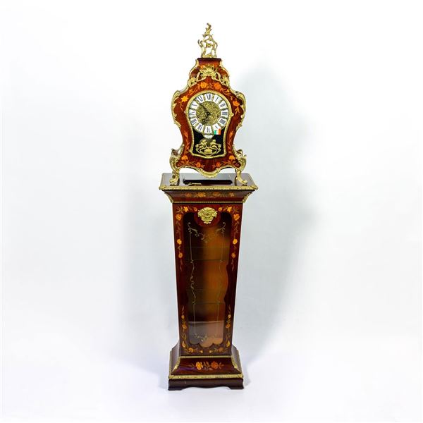 Vintage Hermle Mantel Clock And Stand, Boulle Style