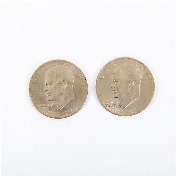 2 (1776-1976) Eisenhower Silver Dollar Coins