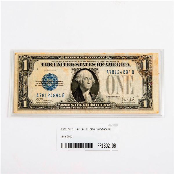 1928B One Dollar Silver Certificate Funnyback Paper Money