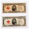 Image 2 : 2pc 1928B and 1928C Five Dollars Legal Tender Notes