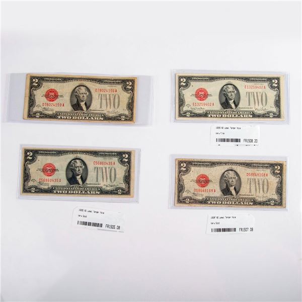 4pc 1928 Two Dollars Legal Tender Notes