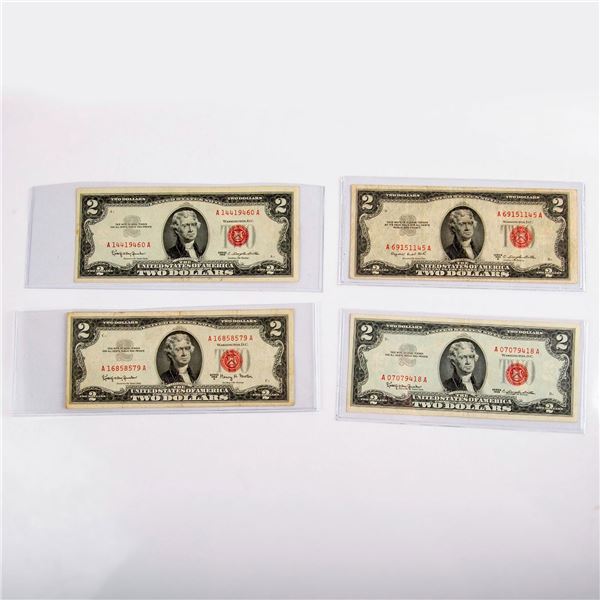 4pc 1953 and 1963 Two Dollars Legal Tender Notes
